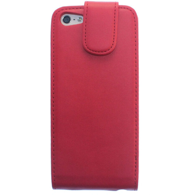 iPhone 5 Tasche Hülle Etui Flipcase Ledertasche magnetisch mit Spiegel Rot Ersatzteil