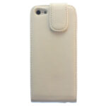 iPhone 5 Tasche Hülle Etui Flipcase Ledertasche magnetisch mit Spiegel Weiß Ersatzteil