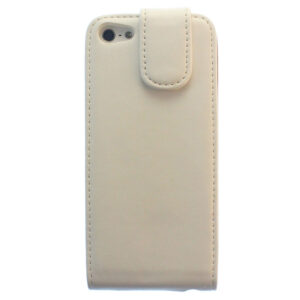 iPhone 5 Tasche Hülle Etui Flipcase Ledertasche magnetisch mit Spiegel Weiß Ersatzteil