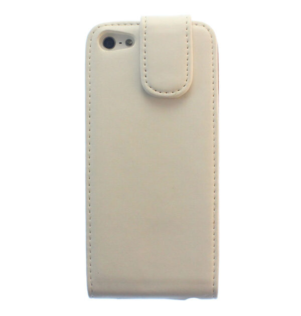 iPhone 5 Tasche Hülle Etui Flipcase Ledertasche magnetisch mit Spiegel Weiß Ersatzteil