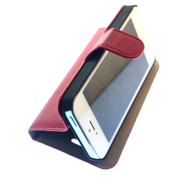iPhone 5 Tasche Hülle Ledertasche magnetisch seitlich aufklappbar rot Ersatzteil