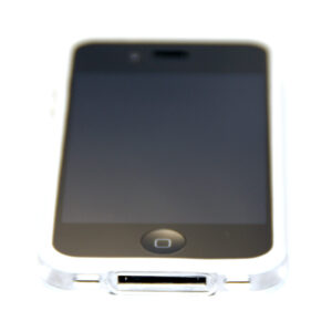 iPhone 4 Bumper mit Metall-Look Buttons (weiß/durchsichtig) Ersatzteil