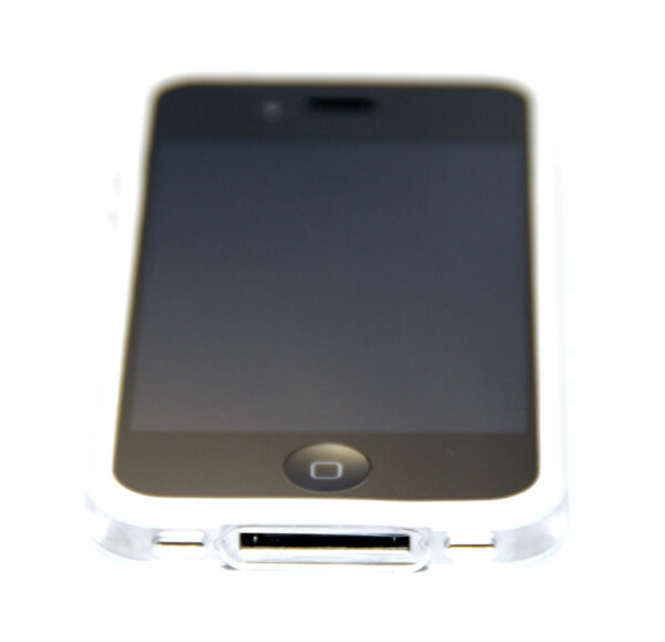 iPhone 4 Bumper mit Metall-Look Buttons (weiß/durchsichtig) Ersatzteil